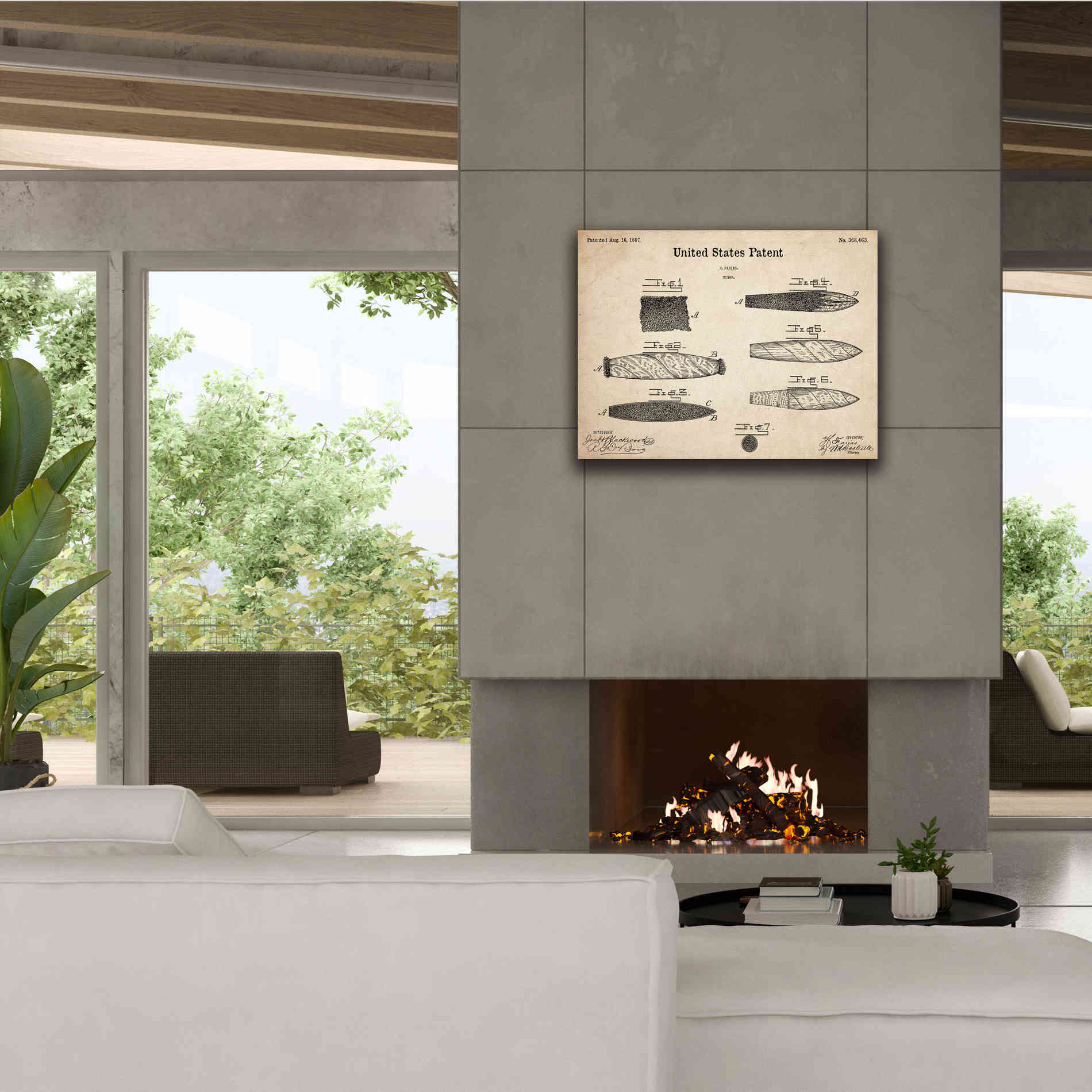 'Cigar Blueprint Patent Parchment,' Canvas Wall Art,34 x 26