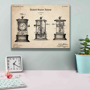 'Clock Blueprint Patent Parchment,' Canvas Wall Art,16 x 12