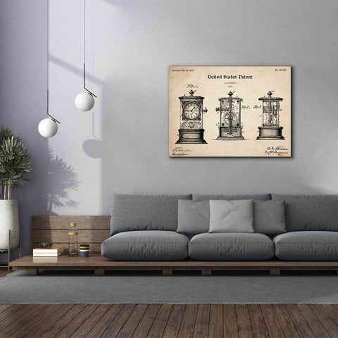 Image of 'Clock Blueprint Patent Parchment,' Canvas Wall Art,54 x 40