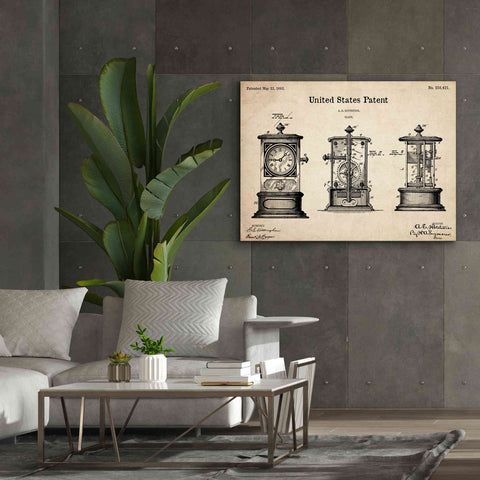 Image of 'Clock Blueprint Patent Parchment,' Canvas Wall Art,54 x 40