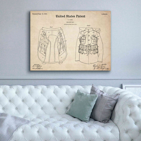 Image of 'Military Coat Blueprint Patent Parchment,' Canvas Wall Art,54 x 40