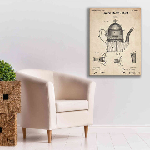 Image of 'Coffee Pot Blueprint Patent Parchment,' Canvas Wall Art,26 x 34