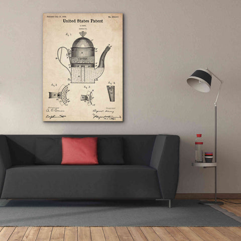 Image of 'Coffee Pot Blueprint Patent Parchment,' Canvas Wall Art,40 x 54