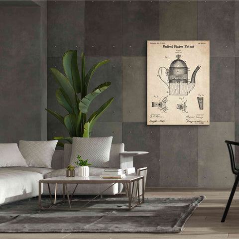 Image of 'Coffee Pot Blueprint Patent Parchment,' Canvas Wall Art,40 x 54