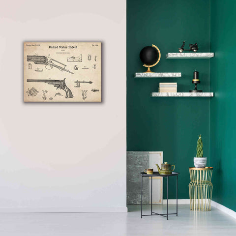 Image of 'Colt Revolver Blueprint Patent Parchment,' Canvas Wall Art,34 x 26
