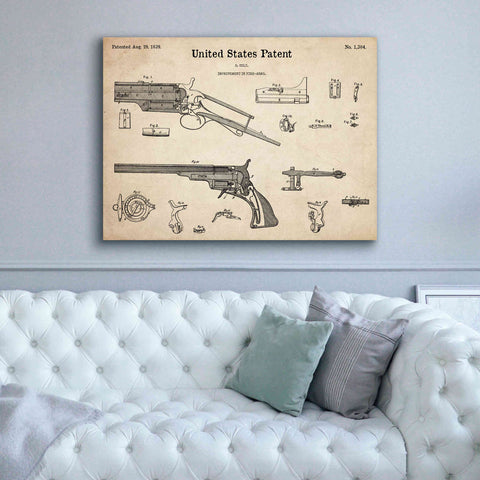 Image of 'Colt Revolver Blueprint Patent Parchment,' Canvas Wall Art,54 x 40