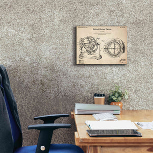 'Stellar Compass Blueprint Patent Parchment,' Canvas Wall Art,16 x 12
