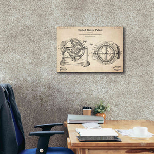 'Stellar Compass Blueprint Patent Parchment,' Canvas Wall Art,26 x 18