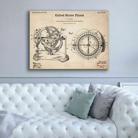 Image of 'Stellar Compass Blueprint Patent Parchment,' Canvas Wall Art,54 x 40