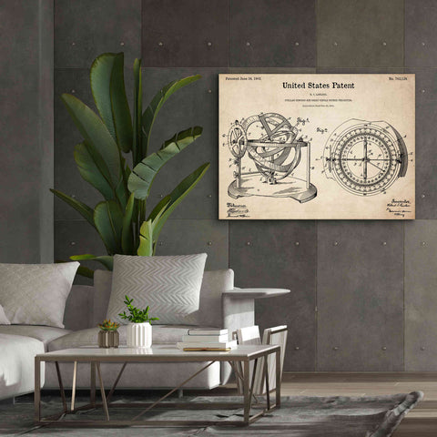 Image of 'Stellar Compass Blueprint Patent Parchment,' Canvas Wall Art,54 x 40
