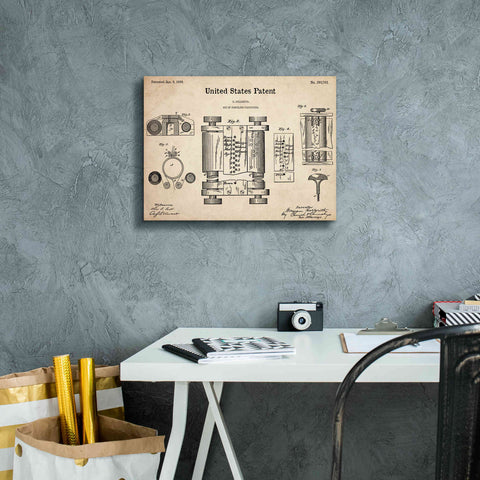 Image of 'Tubular Machine Blueprint Patent Parchment,' Canvas Wall Art,16 x 12