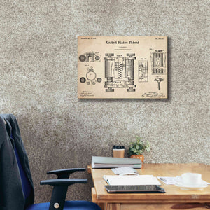 'Tubular Machine Blueprint Patent Parchment,' Canvas Wall Art,26 x 18