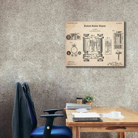 Image of 'Tubular Machine Blueprint Patent Parchment,' Canvas Wall Art,34 x 26