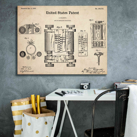 Image of 'Tubular Machine Blueprint Patent Parchment,' Canvas Wall Art,34 x 26