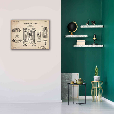 Image of 'Tubular Machine Blueprint Patent Parchment,' Canvas Wall Art,34 x 26