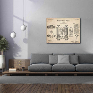 'Tubular Machine Blueprint Patent Parchment,' Canvas Wall Art,54 x 40