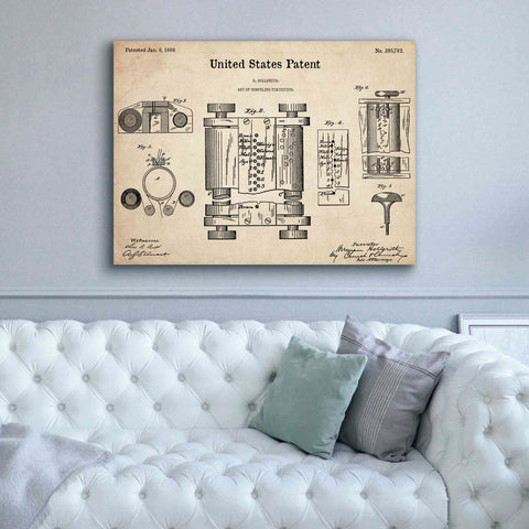 Image of 'Tubular Machine Blueprint Patent Parchment,' Canvas Wall Art,54 x 40