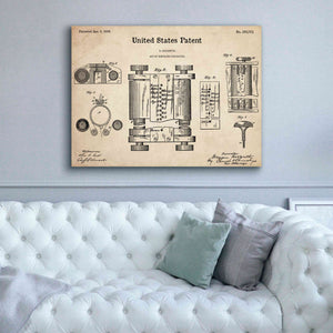 'Tubular Machine Blueprint Patent Parchment,' Canvas Wall Art,54 x 40