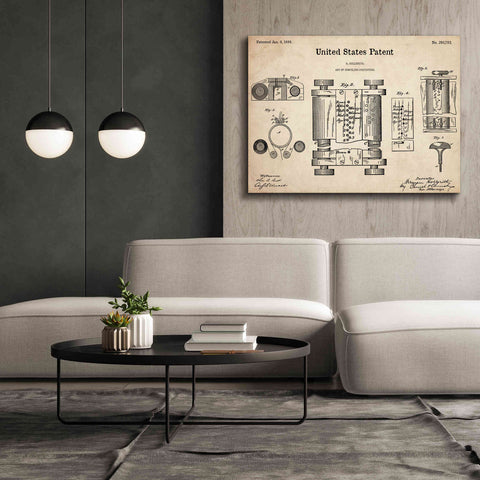 Image of 'Tubular Machine Blueprint Patent Parchment,' Canvas Wall Art,54 x 40