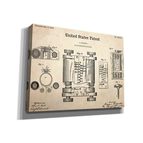 Image of 'Tubular Machine Blueprint Patent Parchment,' Canvas Wall Art,16x12x1.1x0,26x18x1.1x0,34x26x1.74x0,54x40x1.74x0