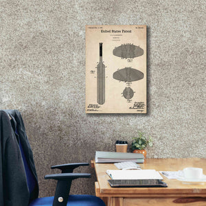 'Cricket Bat Blueprint Patent Parchment,' Canvas Wall Art,18 x 26