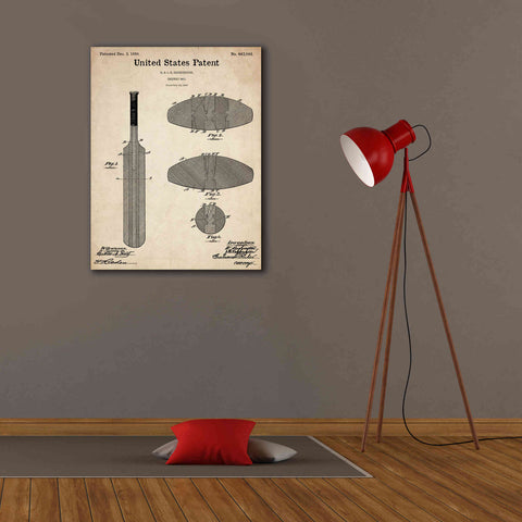 Image of 'Cricket Bat Blueprint Patent Parchment,' Canvas Wall Art,26 x 34