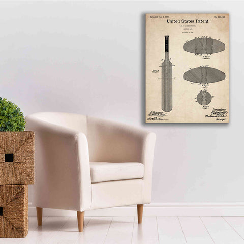 Image of 'Cricket Bat Blueprint Patent Parchment,' Canvas Wall Art,26 x 34