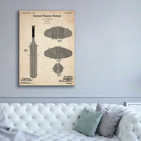 Image of 'Cricket Bat Blueprint Patent Parchment,' Canvas Wall Art,40 x 54