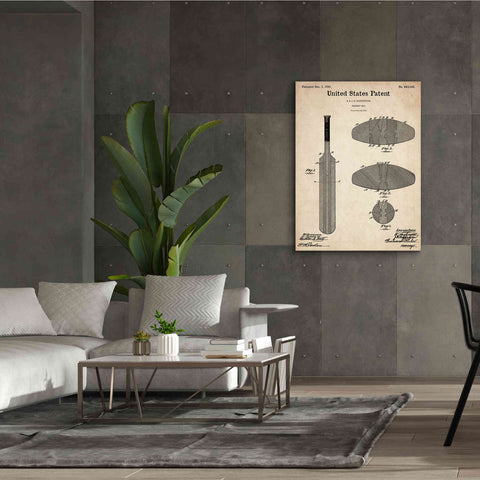 Image of 'Cricket Bat Blueprint Patent Parchment,' Canvas Wall Art,40 x 54