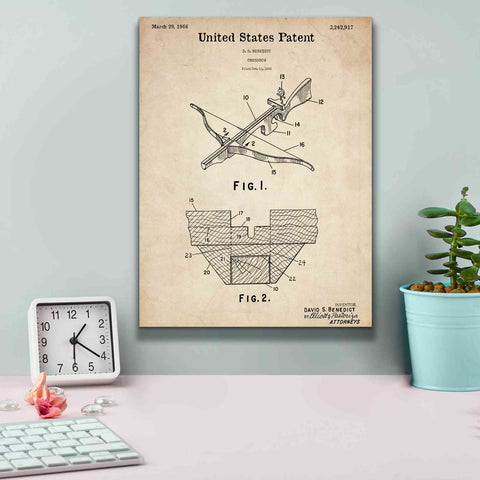 Image of 'Crossbow Blueprint Patent Parchment,' Canvas Wall Art,12 x 16