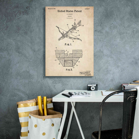 Image of 'Crossbow Blueprint Patent Parchment,' Canvas Wall Art,18 x 26