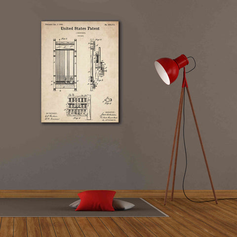 Image of 'Cue Rack Blueprint Patent Parchment,' Canvas Wall Art,26 x 34