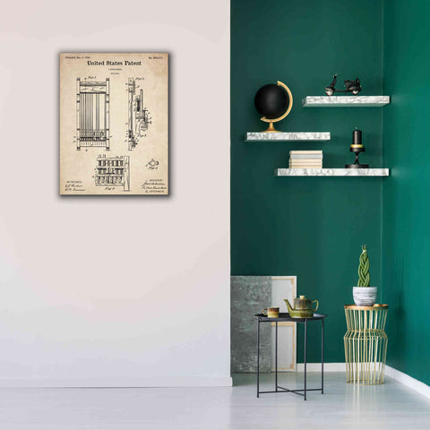 Image of 'Cue Rack Blueprint Patent Parchment,' Canvas Wall Art,26 x 34