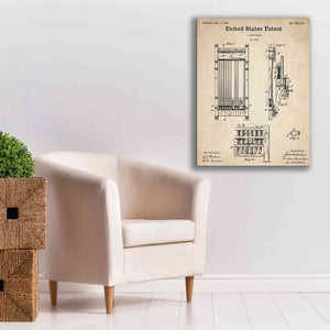 'Cue Rack Blueprint Patent Parchment,' Canvas Wall Art,26 x 34