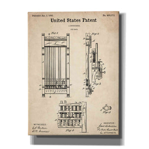 'Cue Rack Blueprint Patent Parchment,' Canvas Wall Art,12x16x1.1x0,18x26x1.1x0,26x34x1.74x0,40x54x1.74x0