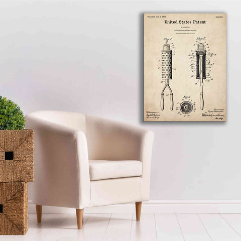 Image of 'Curling Iron Blueprint Patent Parchment,' Canvas Wall Art,26 x 34