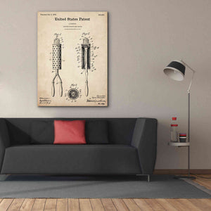 'Curling Iron Blueprint Patent Parchment,' Canvas Wall Art,40 x 54