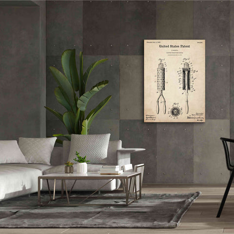 Image of 'Curling Iron Blueprint Patent Parchment,' Canvas Wall Art,40 x 54