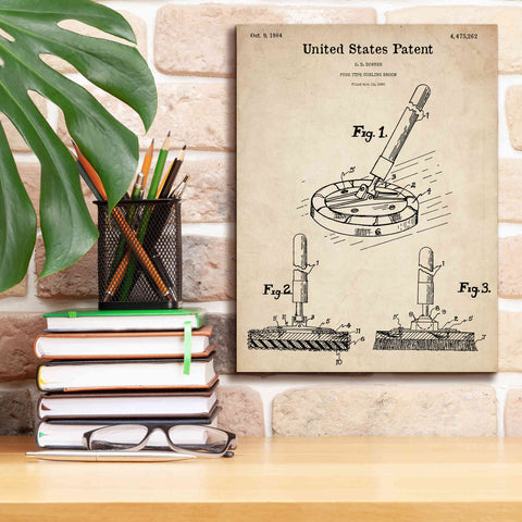 Image of 'Curling Broom Blueprint Patent Parchment,' Canvas Wall Art,12 x 16