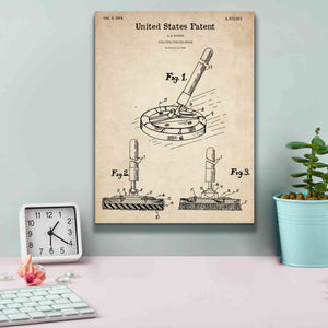 'Curling Broom Blueprint Patent Parchment,' Canvas Wall Art,12 x 16