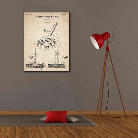 Image of 'Curling Broom Blueprint Patent Parchment,' Canvas Wall Art,26 x 34