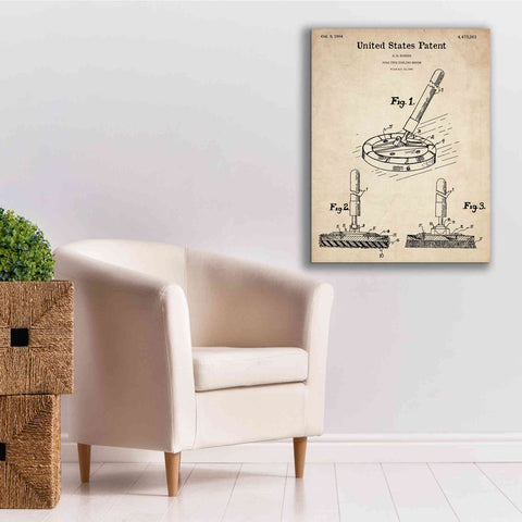 Image of 'Curling Broom Blueprint Patent Parchment,' Canvas Wall Art,26 x 34