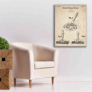 'Curling Broom Blueprint Patent Parchment,' Canvas Wall Art,26 x 34