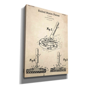 'Curling Broom Blueprint Patent Parchment,' Canvas Wall Art,12x16x1.1x0,18x26x1.1x0,26x34x1.74x0,40x54x1.74x0