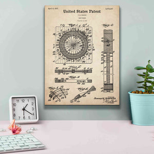 'Darts Game Blueprint Patent Parchment,' Canvas Wall Art,12 x 16