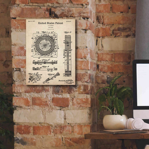 Image of 'Darts Game Blueprint Patent Parchment,' Canvas Wall Art,12 x 16