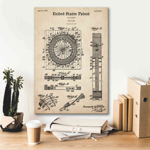'Darts Game Blueprint Patent Parchment,' Canvas Wall Art,18 x 26