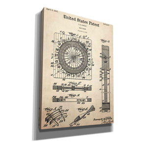 'Darts Game Blueprint Patent Parchment,' Canvas Wall Art,12x16x1.1x0,18x26x1.1x0,26x34x1.74x0,40x54x1.74x0