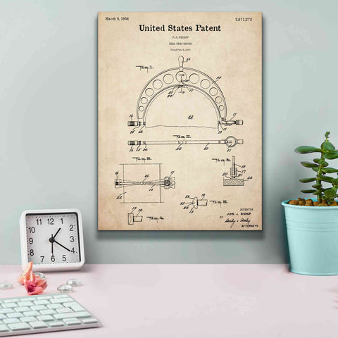 Image of 'Dial Snap Gauge Blueprint Patent Parchment,' Canvas Wall Art,12 x 16