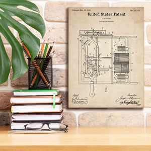 'Dish Washing Machine Blueprint Patent Parchment,' Canvas Wall Art,12 x 16